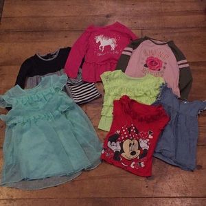 8 Pc 3T Girls Tops Long Sleeved, Short Sleeved